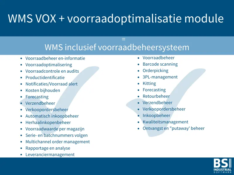 Voorraadbeheersysteem incl WMS VOX BSI 